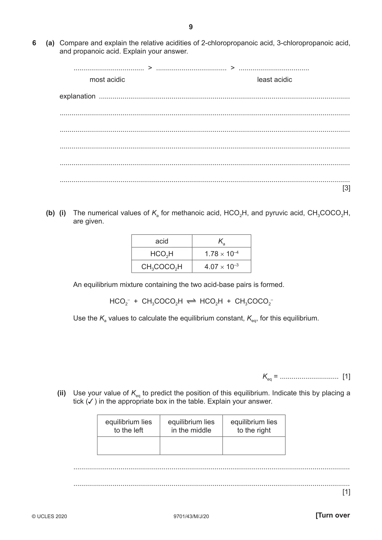 Cambridge A Level Chemistry 9701 2020 May/June Paper 4 · Variant 3 question paper, page 9 of 20