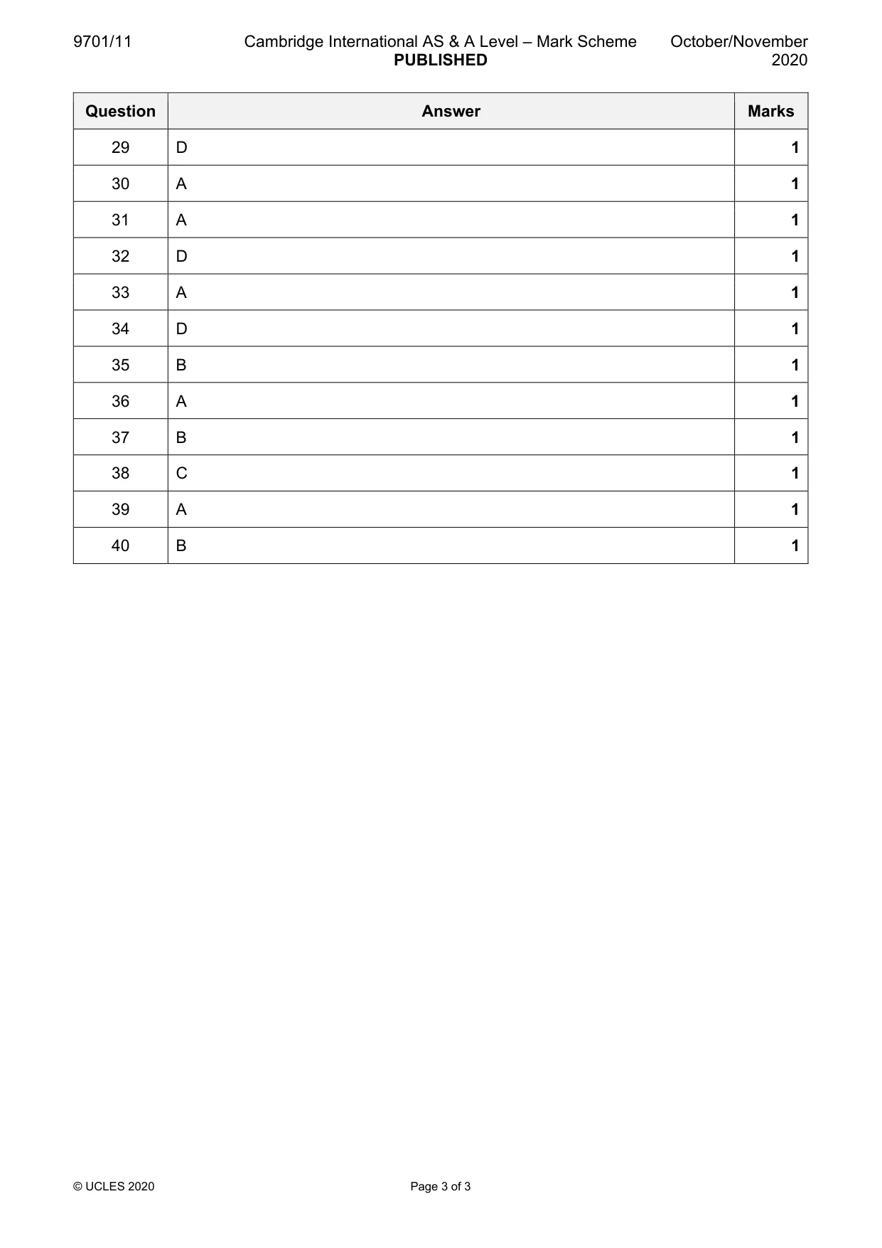 Mark scheme, page 3 of 3