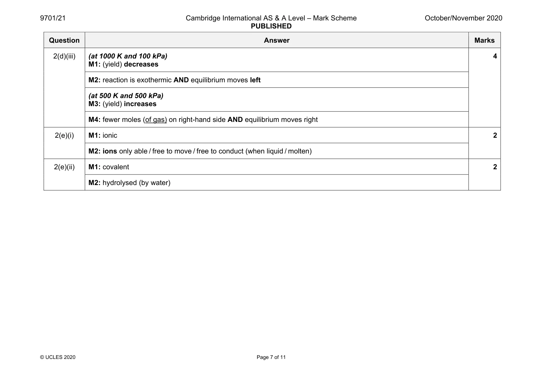 Mark scheme, page 7 of 11