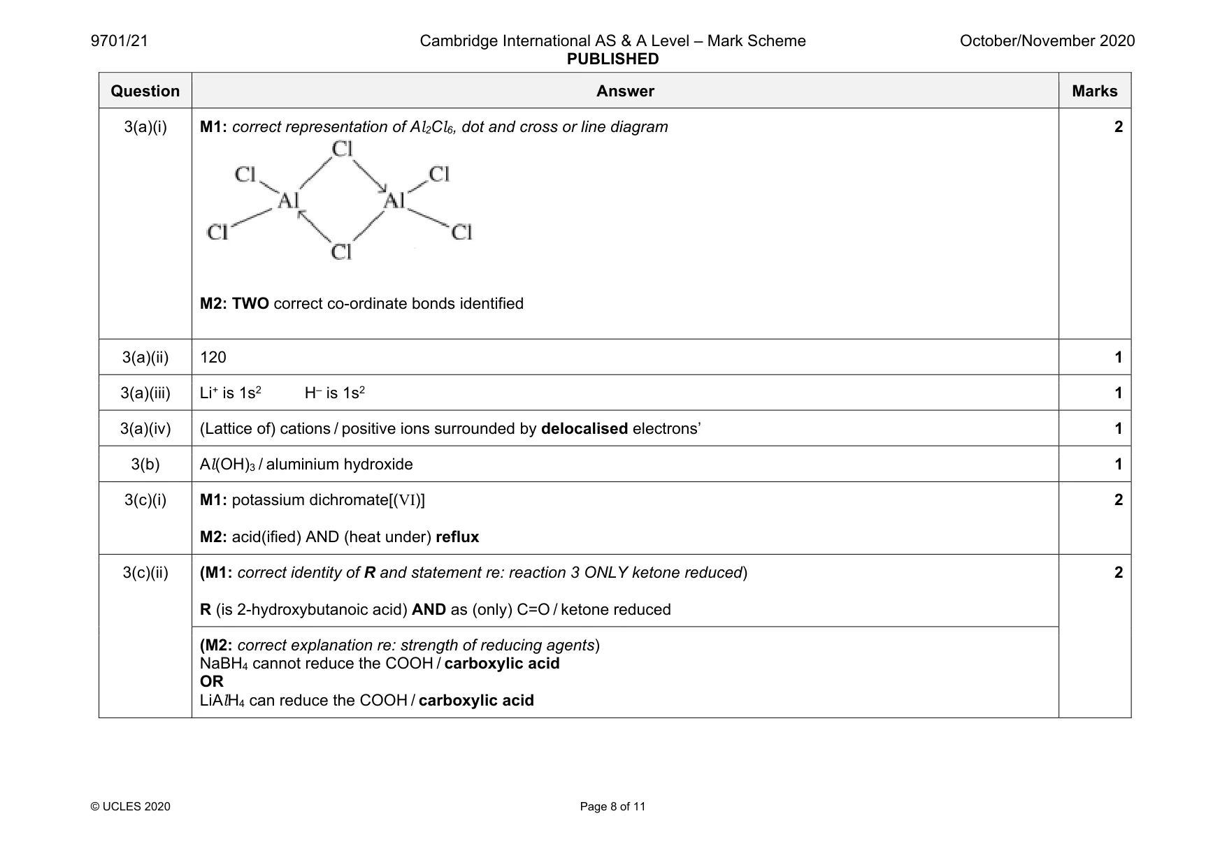 Mark scheme, page 8 of 11