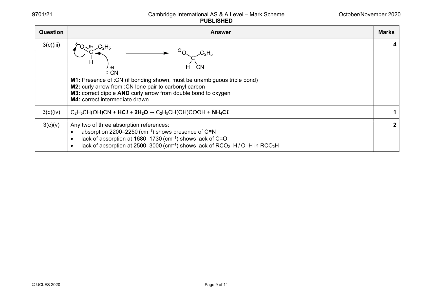 Mark scheme, page 9 of 11