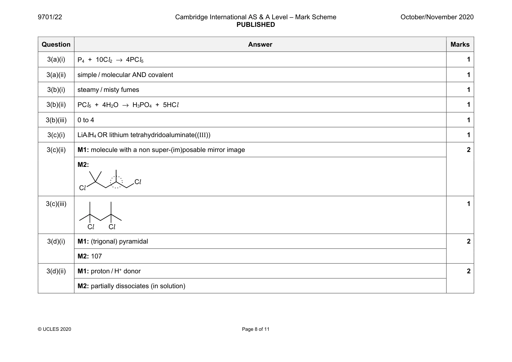 Mark scheme, page 8 of 11