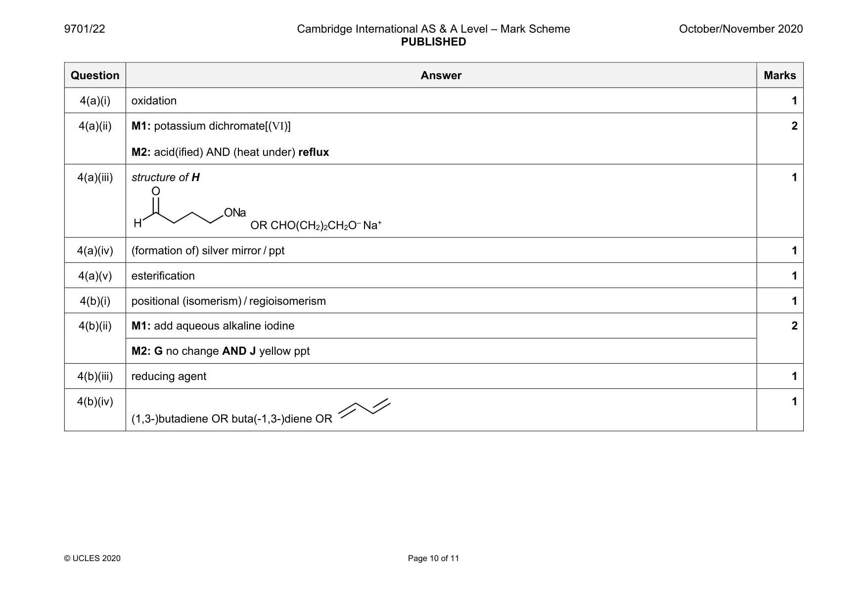 Mark scheme, page 10 of 11