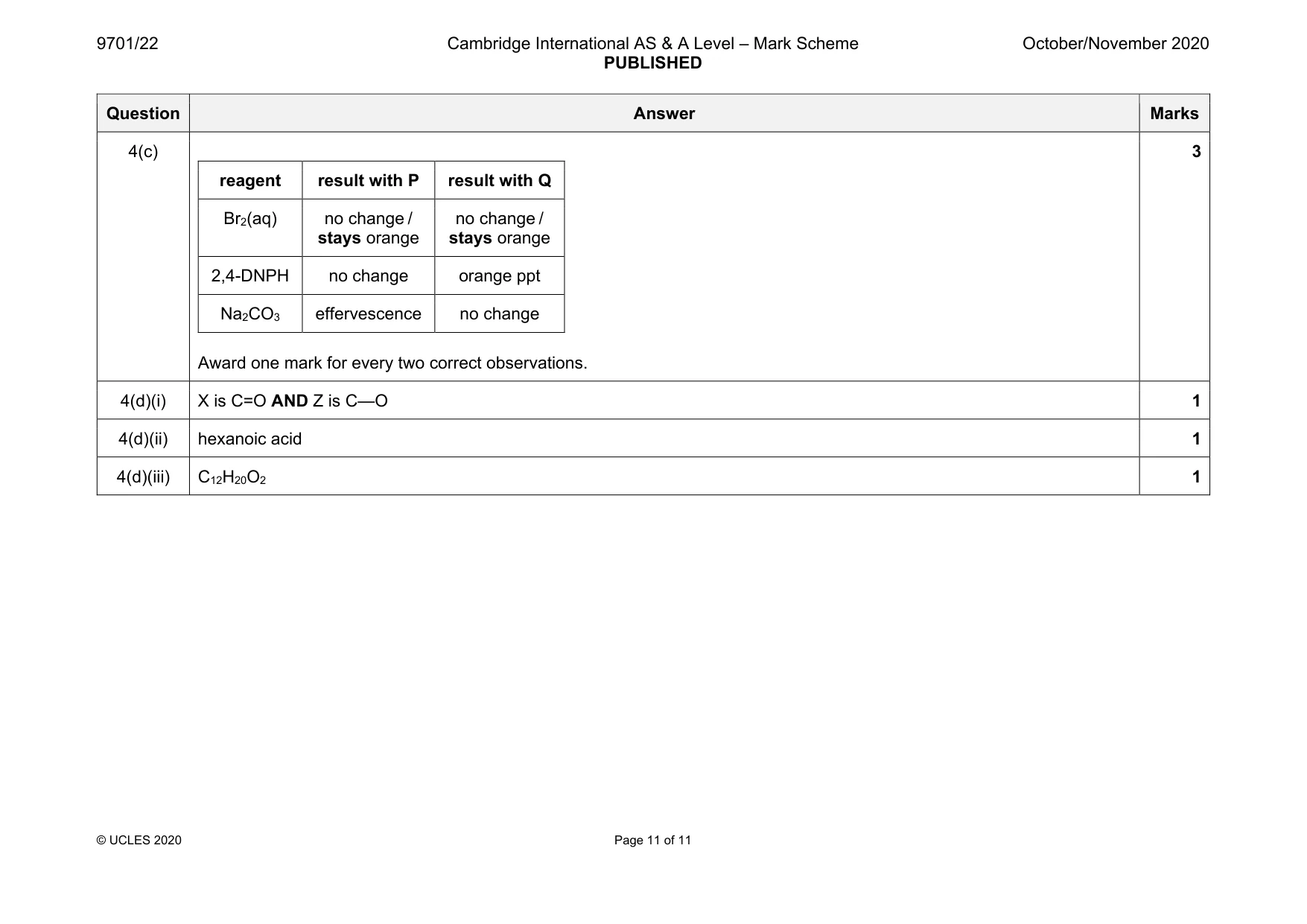 Mark scheme, page 11 of 11