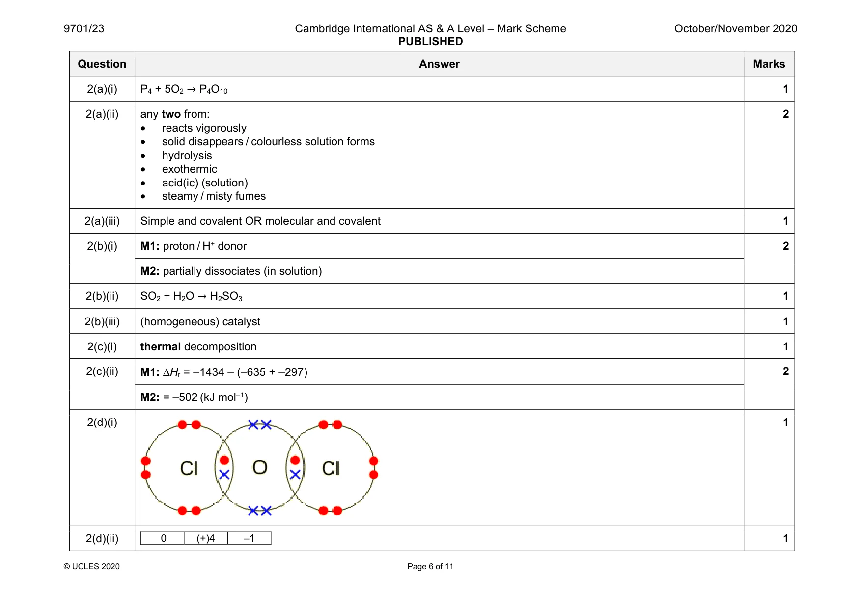 Mark scheme, page 6 of 11