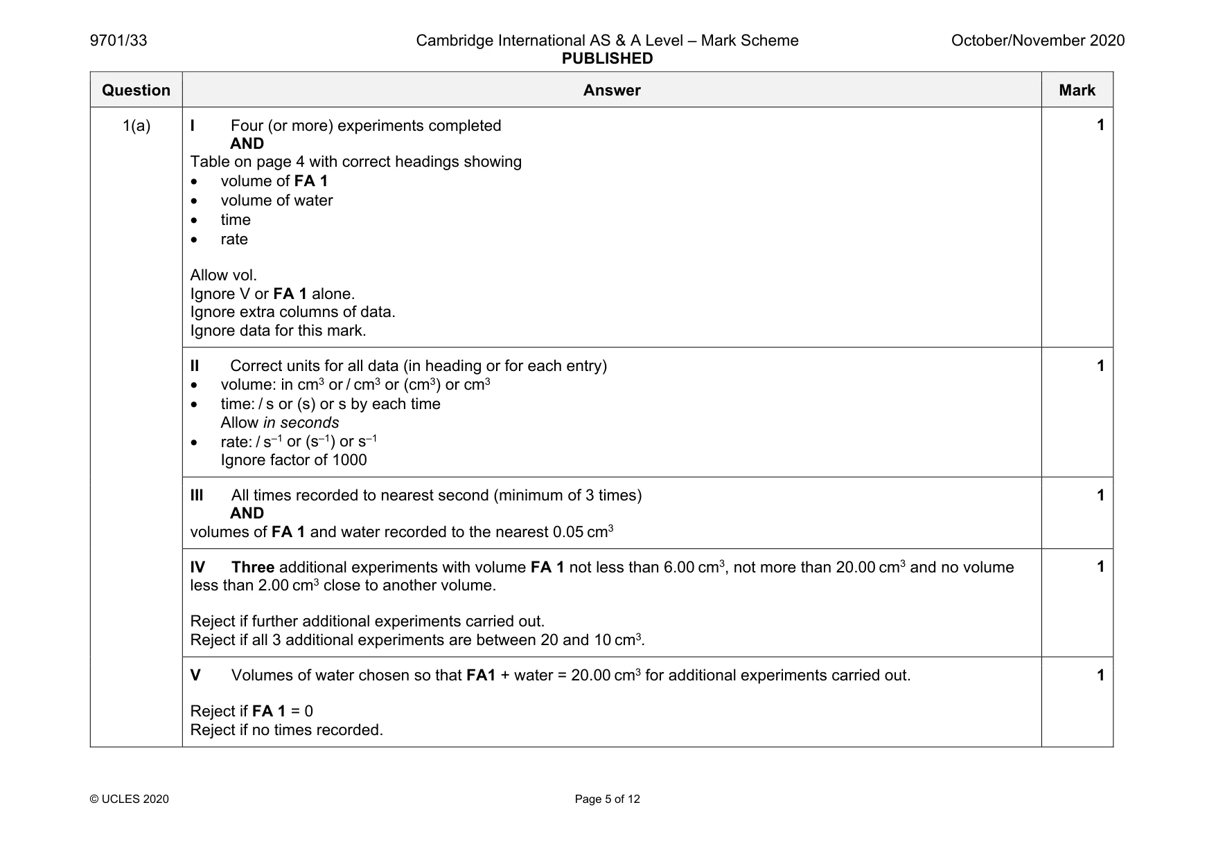 Mark scheme, page 5 of 12