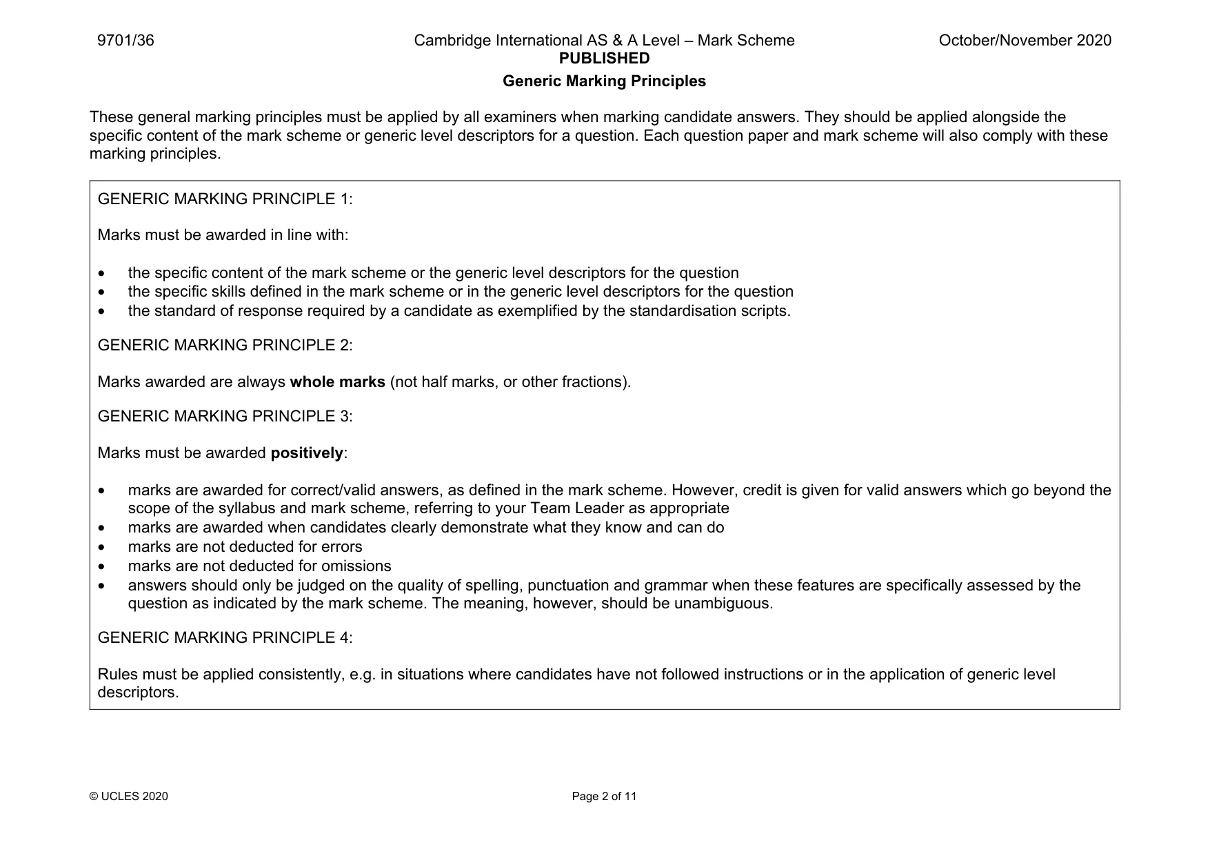 Mark scheme, page 2 of 11