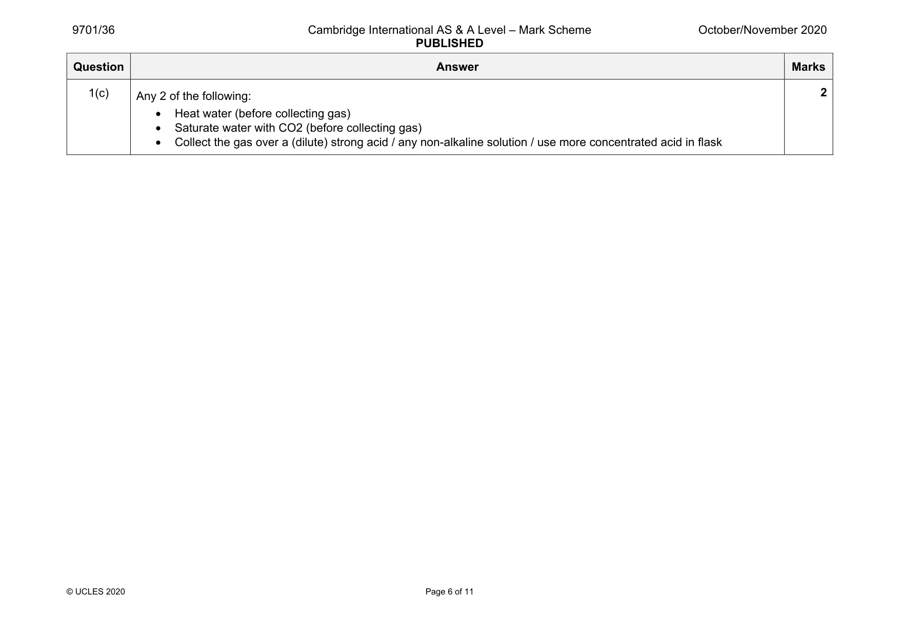 Mark scheme, page 6 of 11