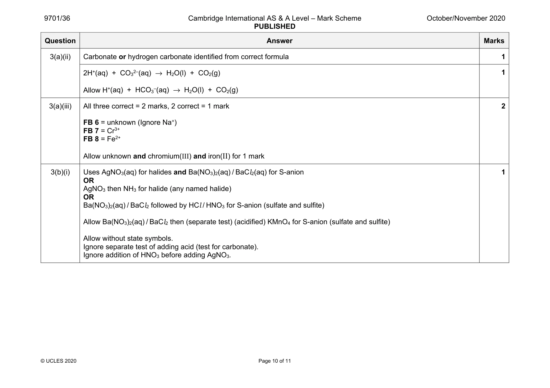 Mark scheme, page 10 of 11