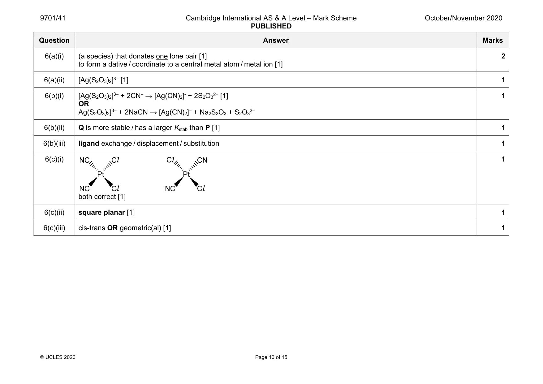 Mark scheme, page 10 of 15