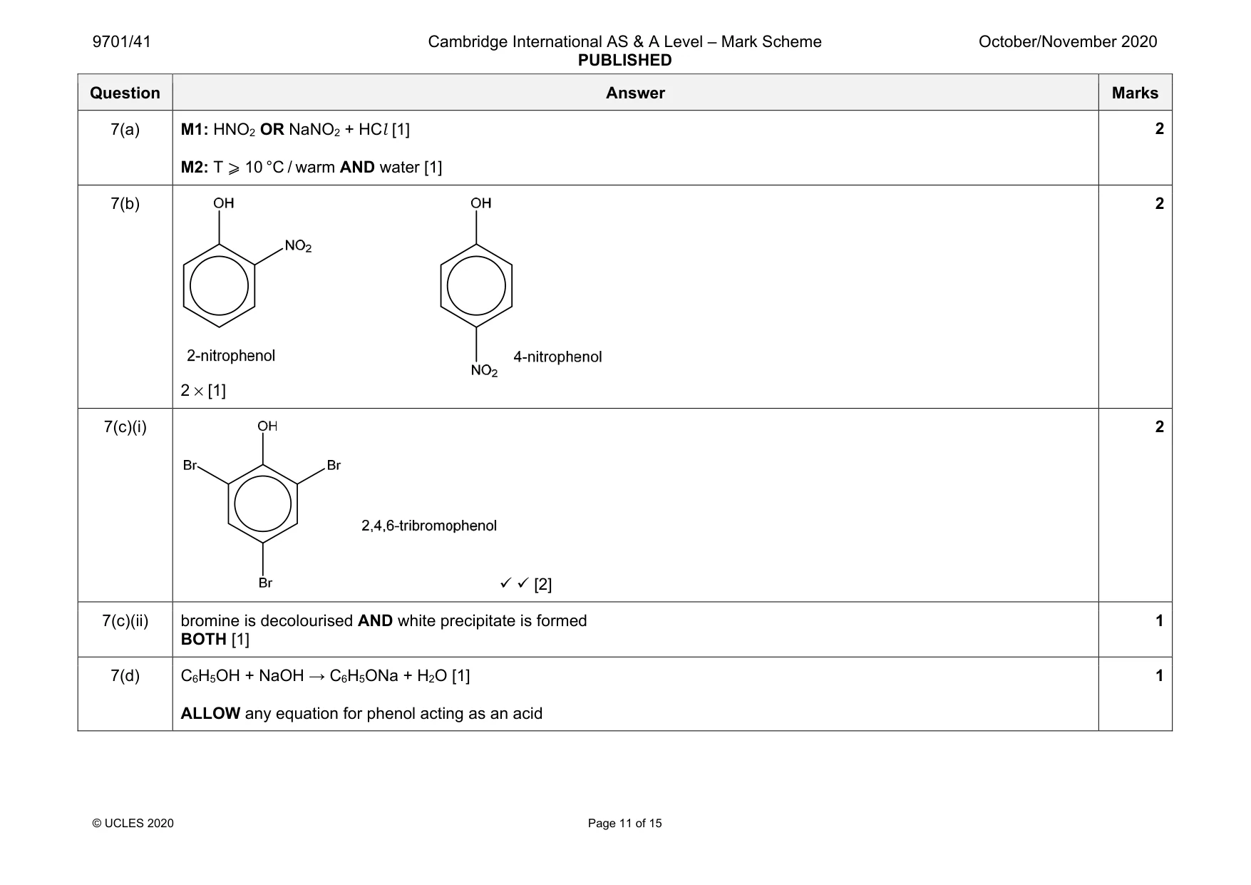 Mark scheme, page 11 of 15