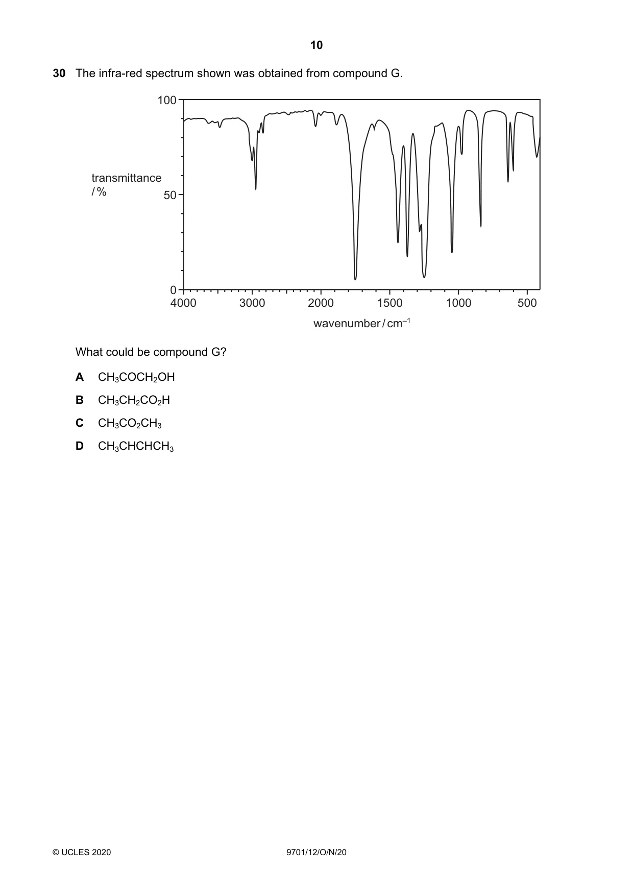 Cambridge A Level Chemistry 9701 2020 Oct/Nov Paper 1 · Variant 2 question paper, page 10 of 16