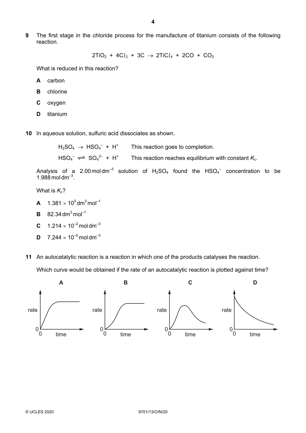 Cambridge A Level Chemistry 9701 2020 Oct/Nov Paper 1 · Variant 3 question paper, page 4 of 16