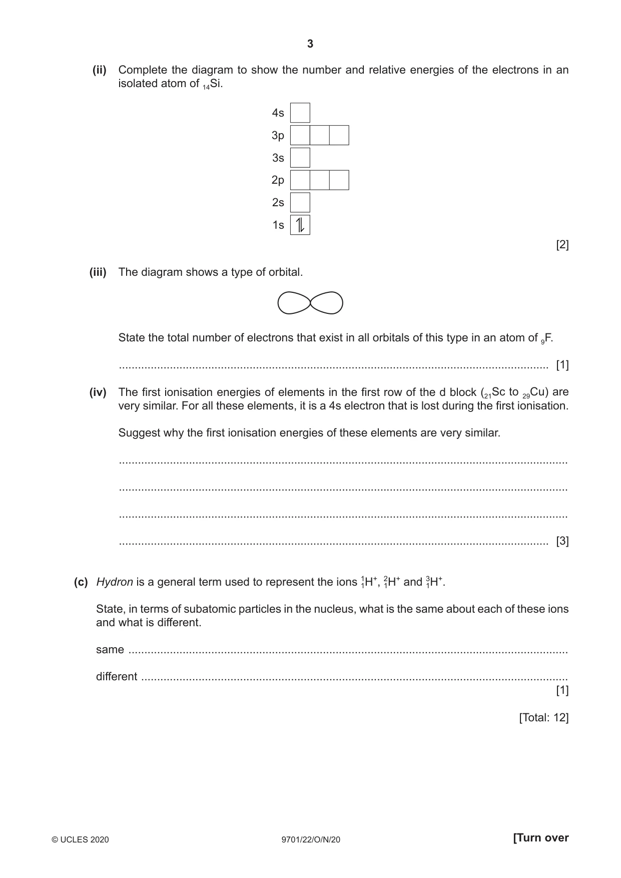Cambridge A Level Chemistry 9701 2020 Oct/Nov Paper 2 · Variant 2 question paper, page 3 of 16