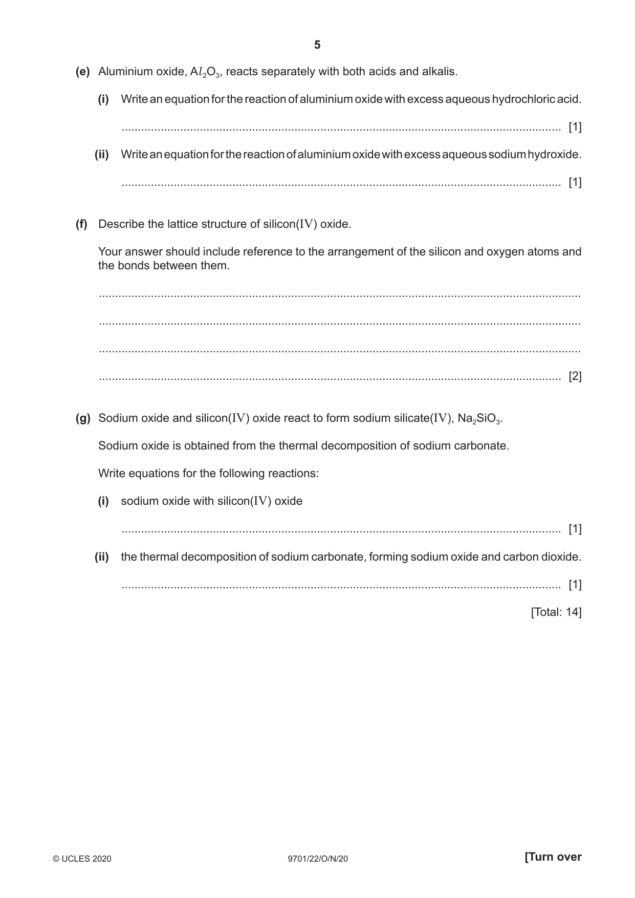 Cambridge A Level Chemistry 9701 2020 Oct/Nov Paper 2 · Variant 2 question paper, page 5 of 16