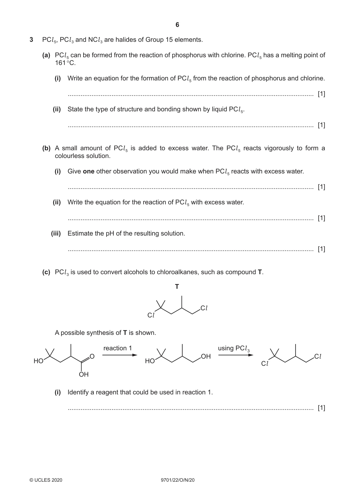 Cambridge A Level Chemistry 9701 2020 Oct/Nov Paper 2 · Variant 2 question paper, page 6 of 16