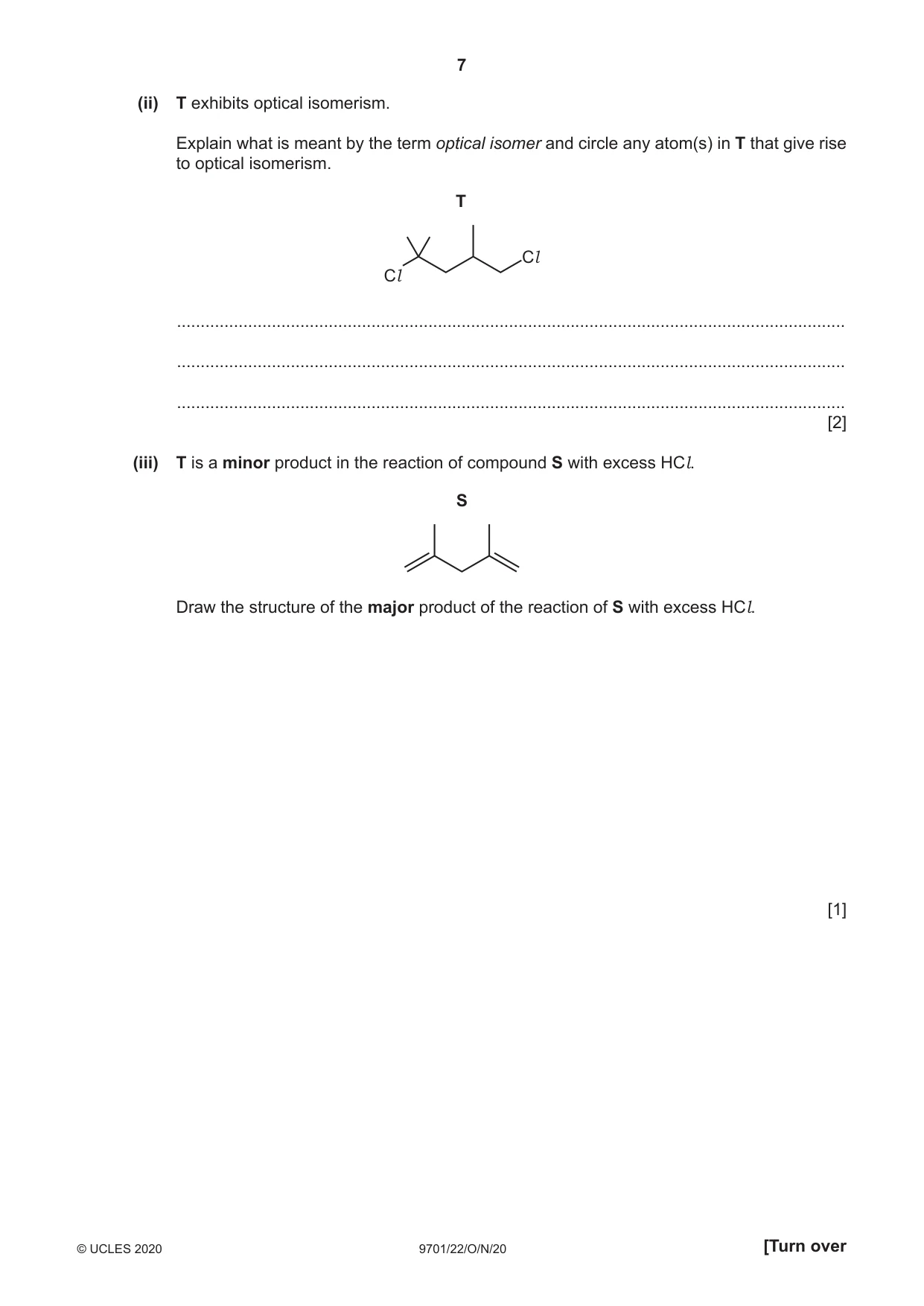 Cambridge A Level Chemistry 9701 2020 Oct/Nov Paper 2 · Variant 2 question paper, page 7 of 16