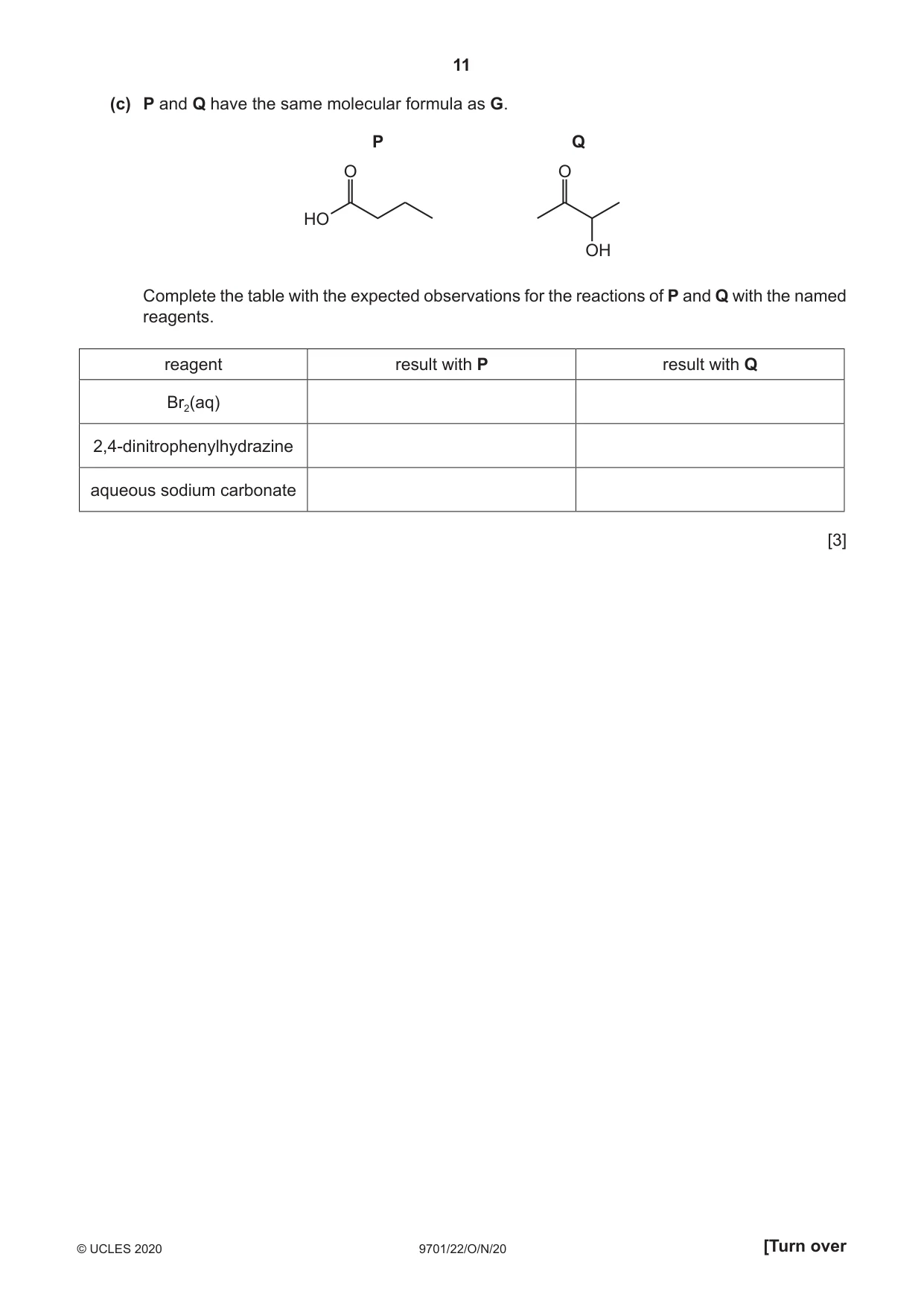 Cambridge A Level Chemistry 9701 2020 Oct/Nov Paper 2 · Variant 2 question paper, page 11 of 16
