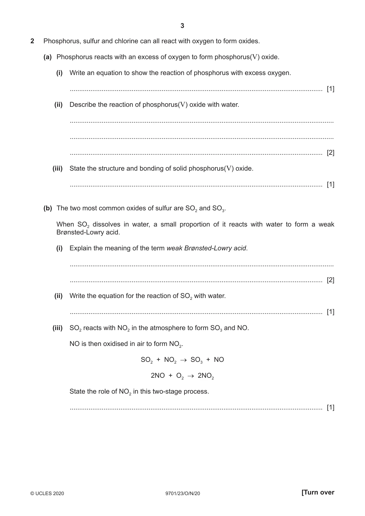 Cambridge A Level Chemistry 9701 2020 Oct/Nov Paper 2 · Variant 3 question paper, page 3 of 16