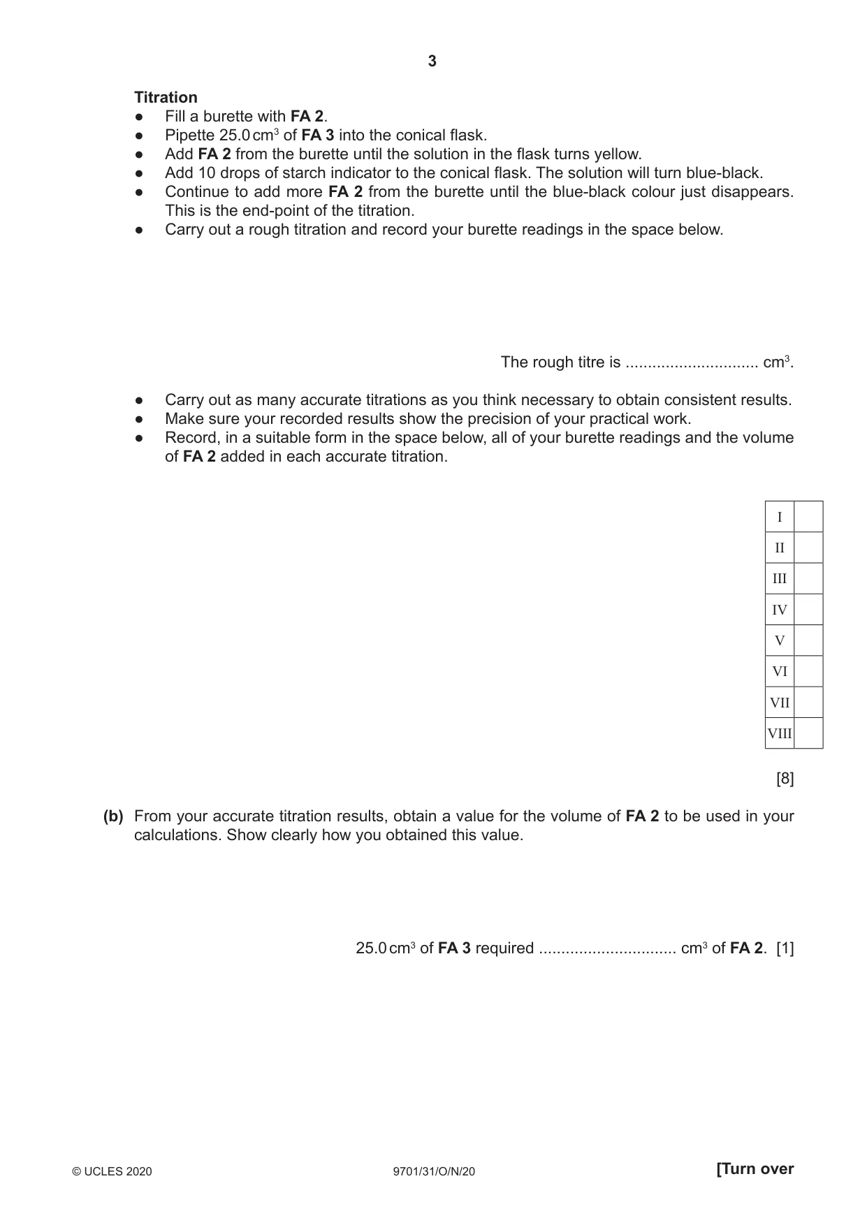 Cambridge A Level Chemistry 9701 2020 Oct/Nov Paper 3 · Variant 1 question paper, page 3 of 16