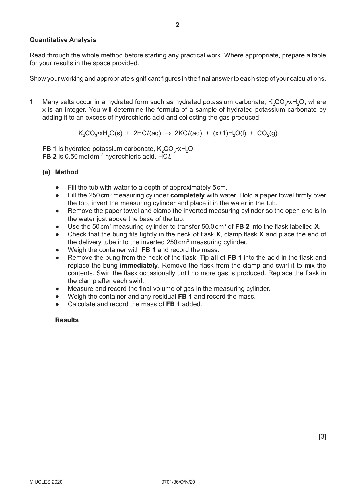 Cambridge A Level Chemistry 9701 2020 Oct/Nov Paper 3 · Variant 6 question paper, page 2 of 12
