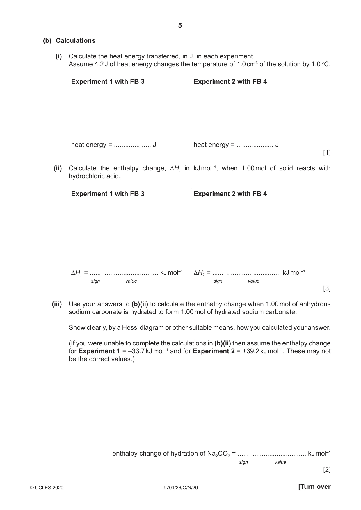 Cambridge A Level Chemistry 9701 2020 Oct/Nov Paper 3 · Variant 6 question paper, page 5 of 12