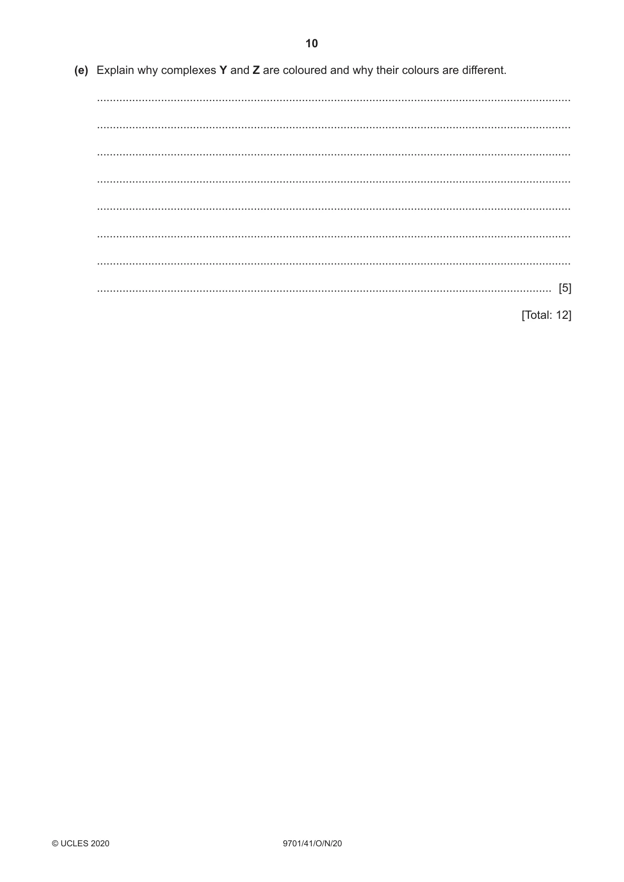 Cambridge A Level Chemistry 9701 2020 Oct/Nov Paper 4 · Variant 1 question paper, page 10 of 24