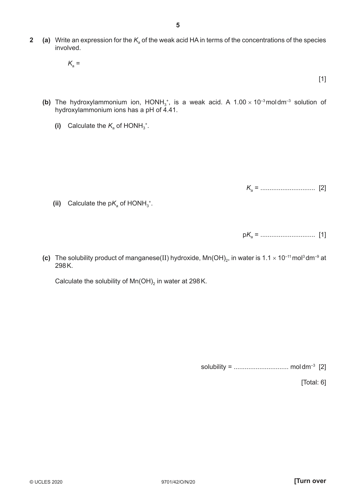 Cambridge A Level Chemistry 9701 2020 Oct/Nov Paper 4 · Variant 2 question paper, page 5 of 20