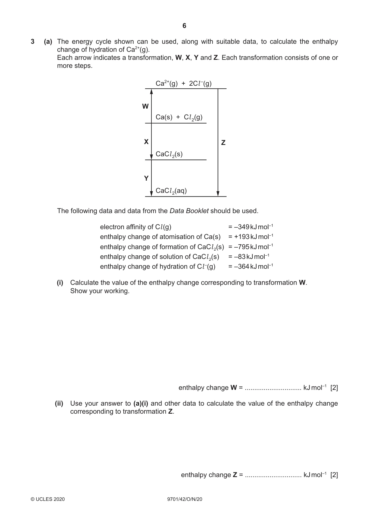 Cambridge A Level Chemistry 9701 2020 Oct/Nov Paper 4 · Variant 2 question paper, page 6 of 20