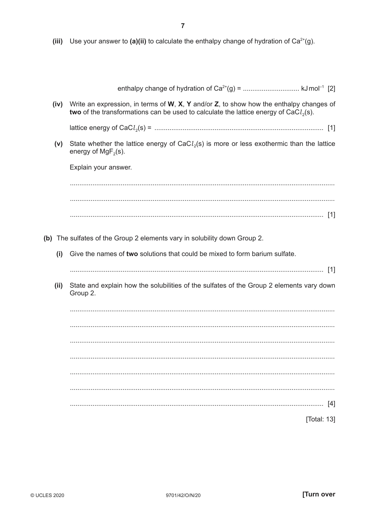 Cambridge A Level Chemistry 9701 2020 Oct/Nov Paper 4 · Variant 2 question paper, page 7 of 20