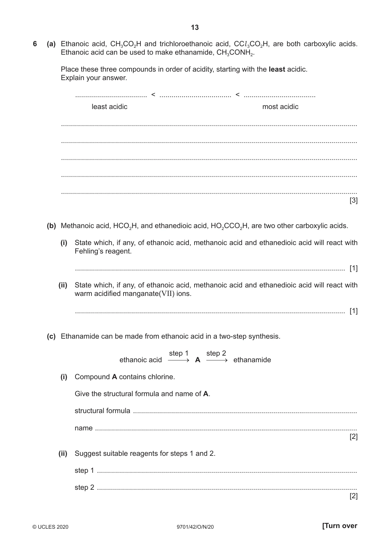 Cambridge A Level Chemistry 9701 2020 Oct/Nov Paper 4 · Variant 2 question paper, page 13 of 20