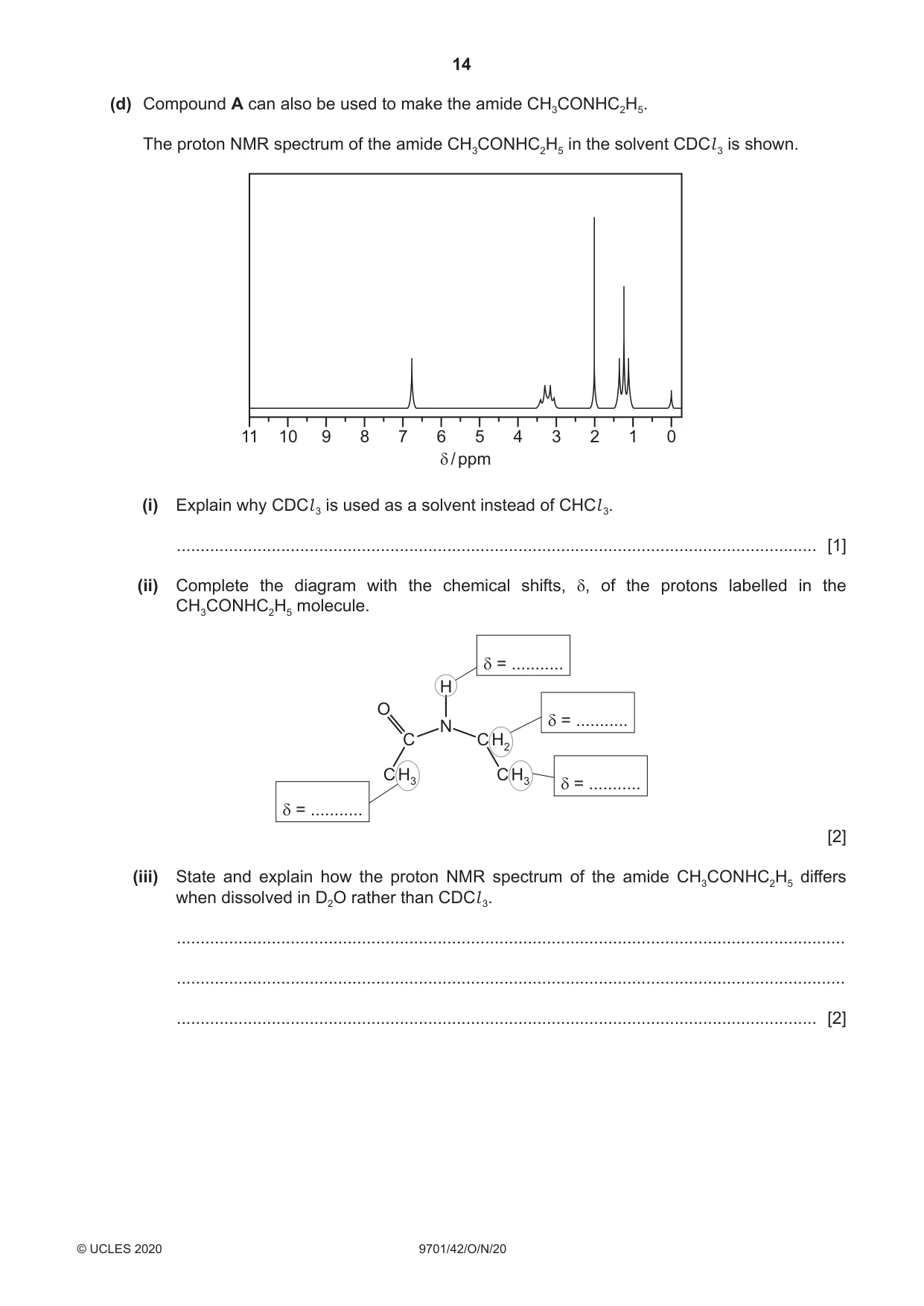 Cambridge A Level Chemistry 9701 2020 Oct/Nov Paper 4 · Variant 2 question paper, page 14 of 20