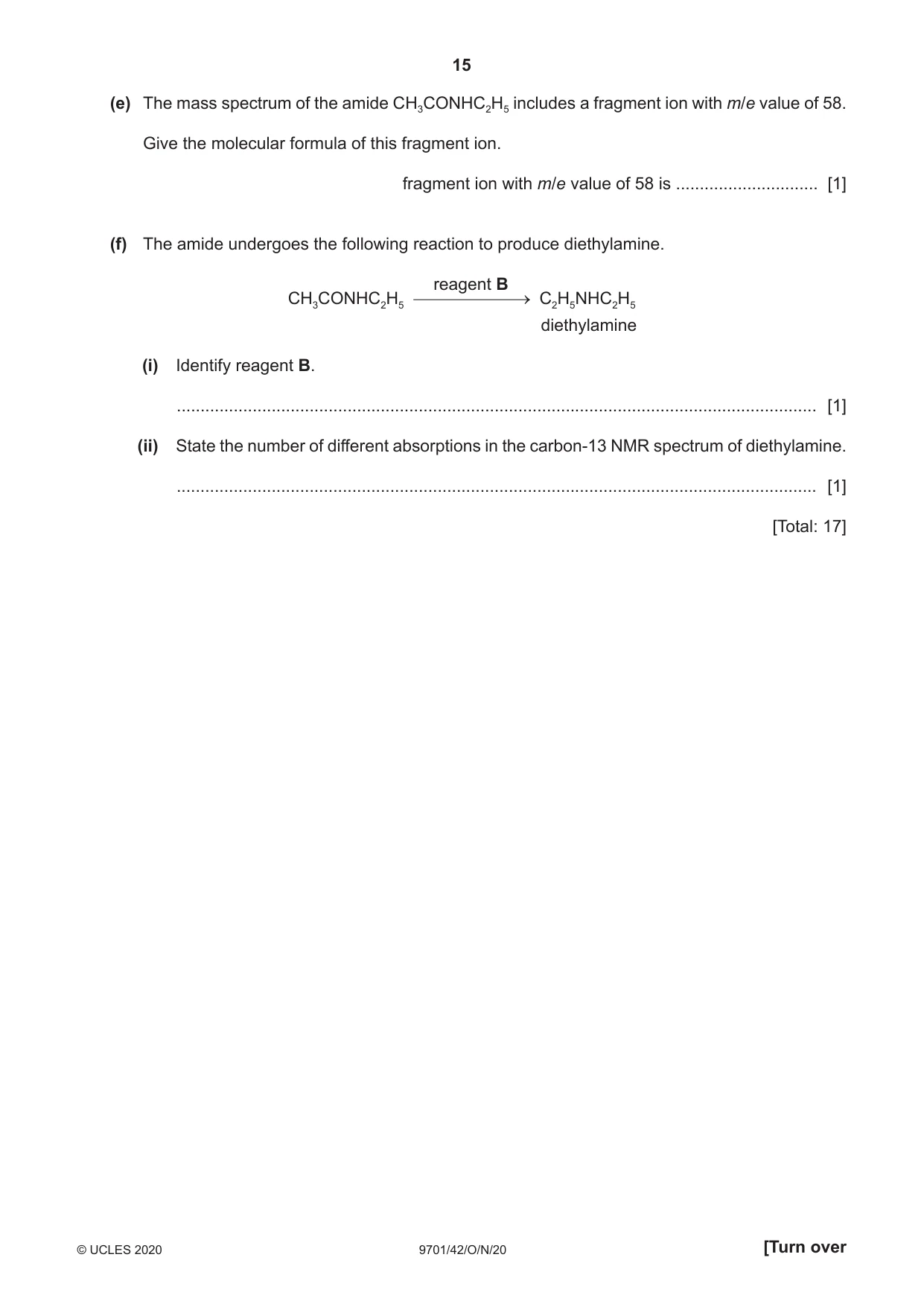 Cambridge A Level Chemistry 9701 2020 Oct/Nov Paper 4 · Variant 2 question paper, page 15 of 20