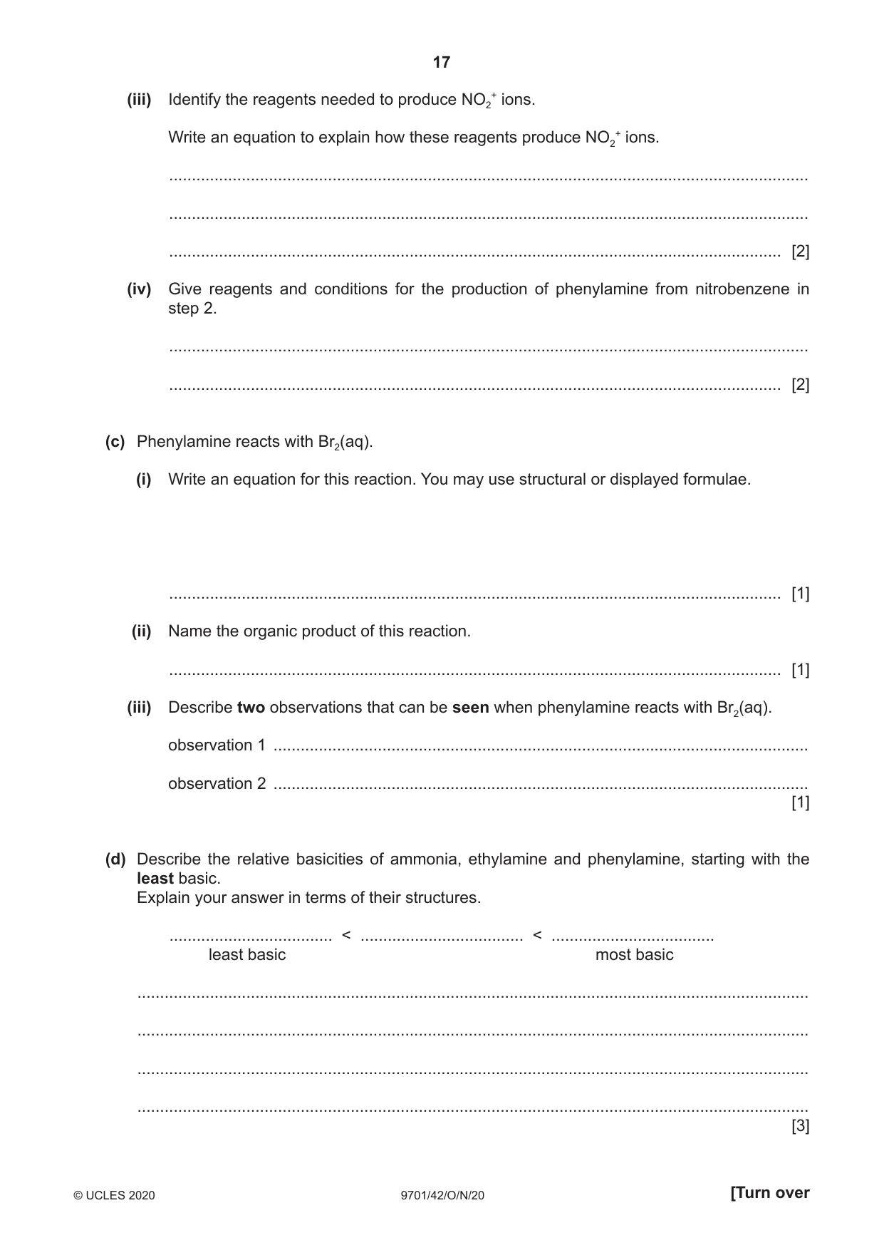 Cambridge A Level Chemistry 9701 2020 Oct/Nov Paper 4 · Variant 2 question paper, page 17 of 20