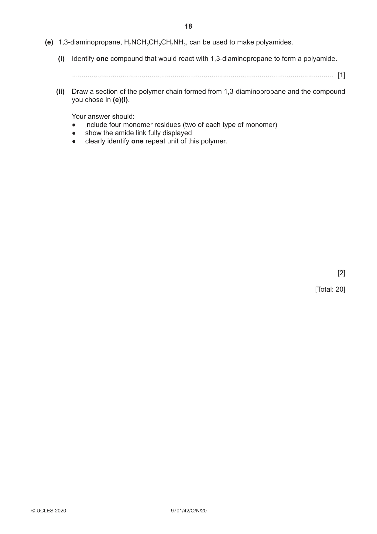 Cambridge A Level Chemistry 9701 2020 Oct/Nov Paper 4 · Variant 2 question paper, page 18 of 20