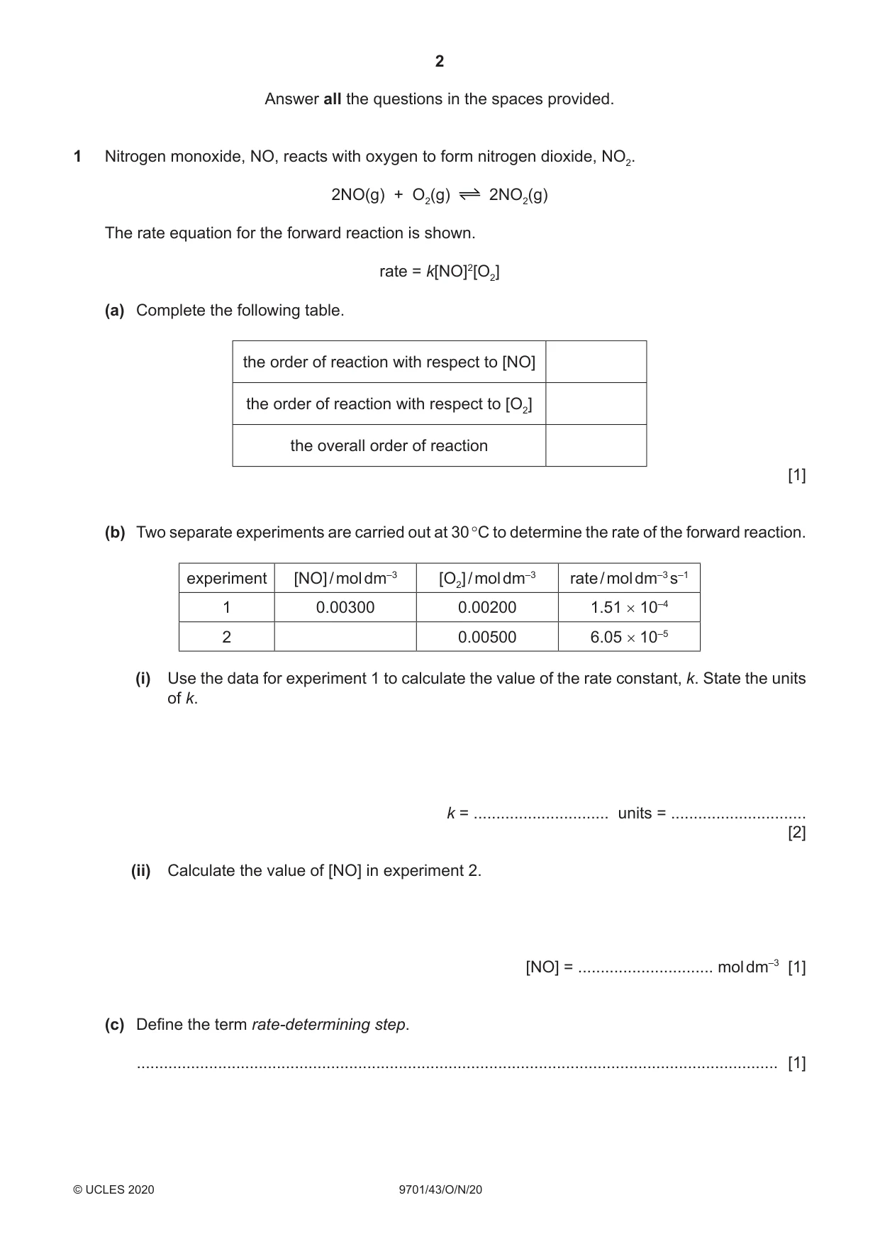 Cambridge A Level Chemistry 9701 2020 Oct/Nov Paper 4 · Variant 3 question paper, page 2 of 24