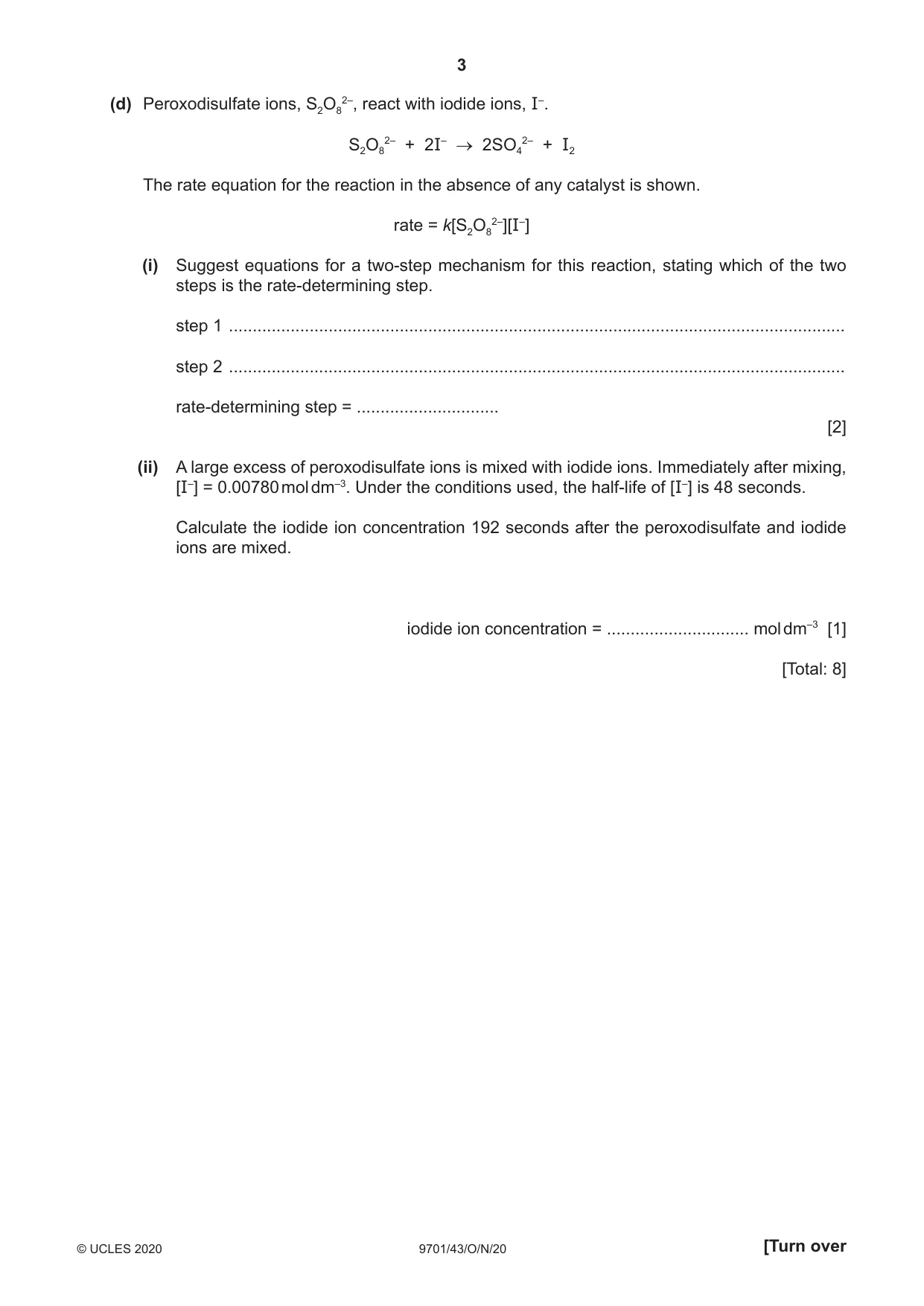 Cambridge A Level Chemistry 9701 2020 Oct/Nov Paper 4 · Variant 3 question paper, page 3 of 24
