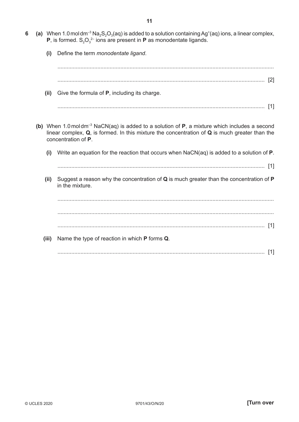 Cambridge A Level Chemistry 9701 2020 Oct/Nov Paper 4 · Variant 3 question paper, page 11 of 24