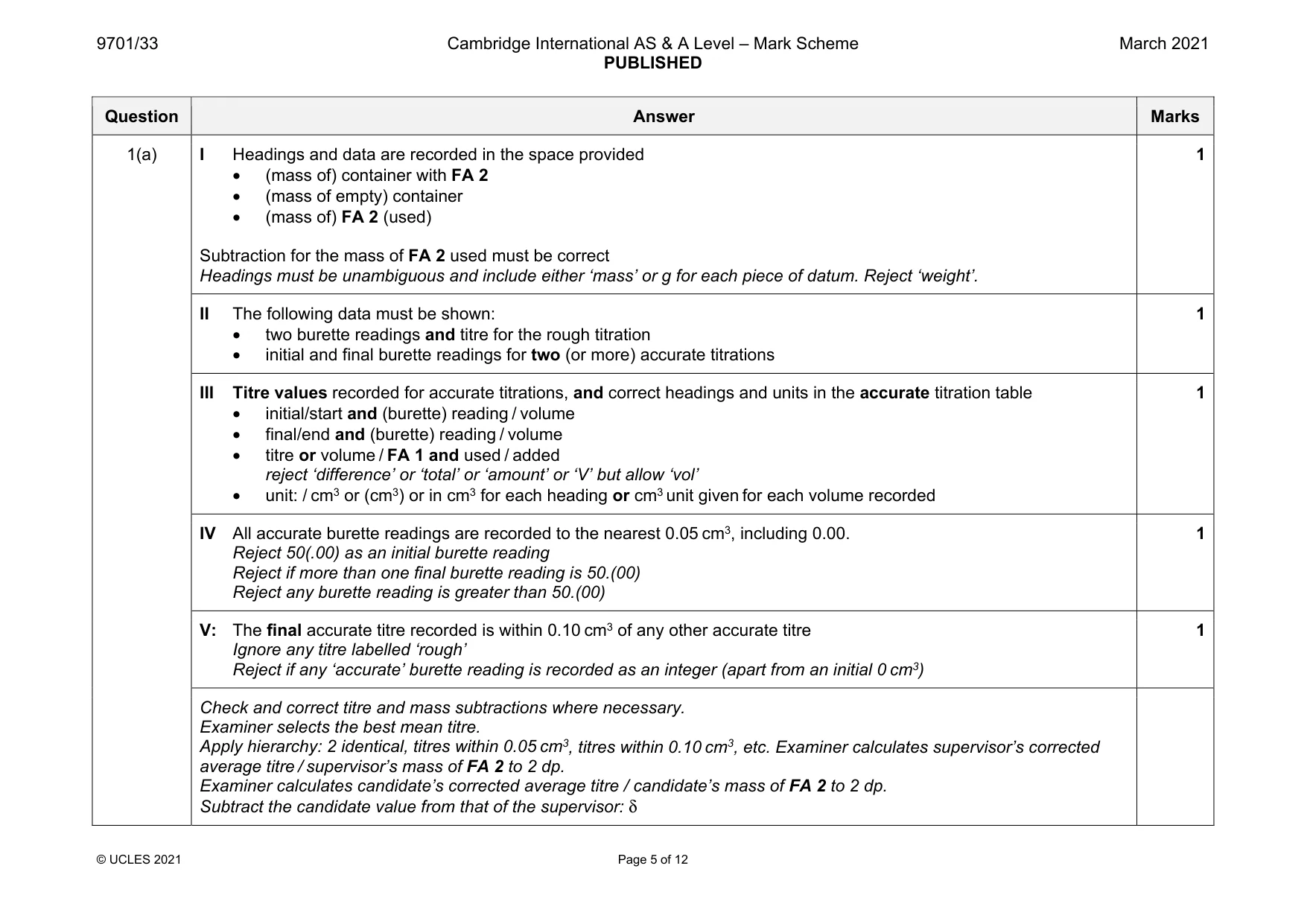 Mark scheme, page 5 of 12
