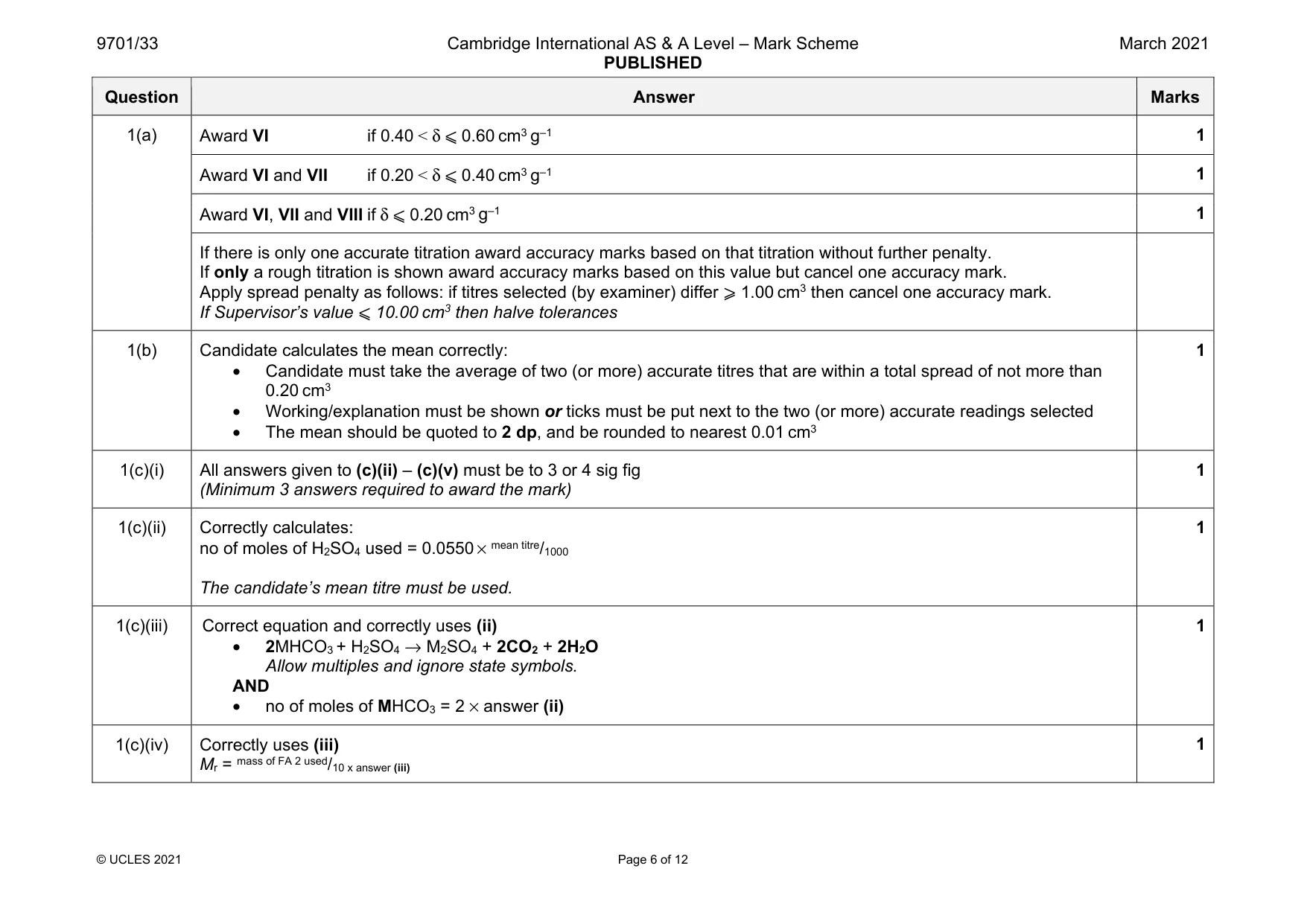 Mark scheme, page 6 of 12