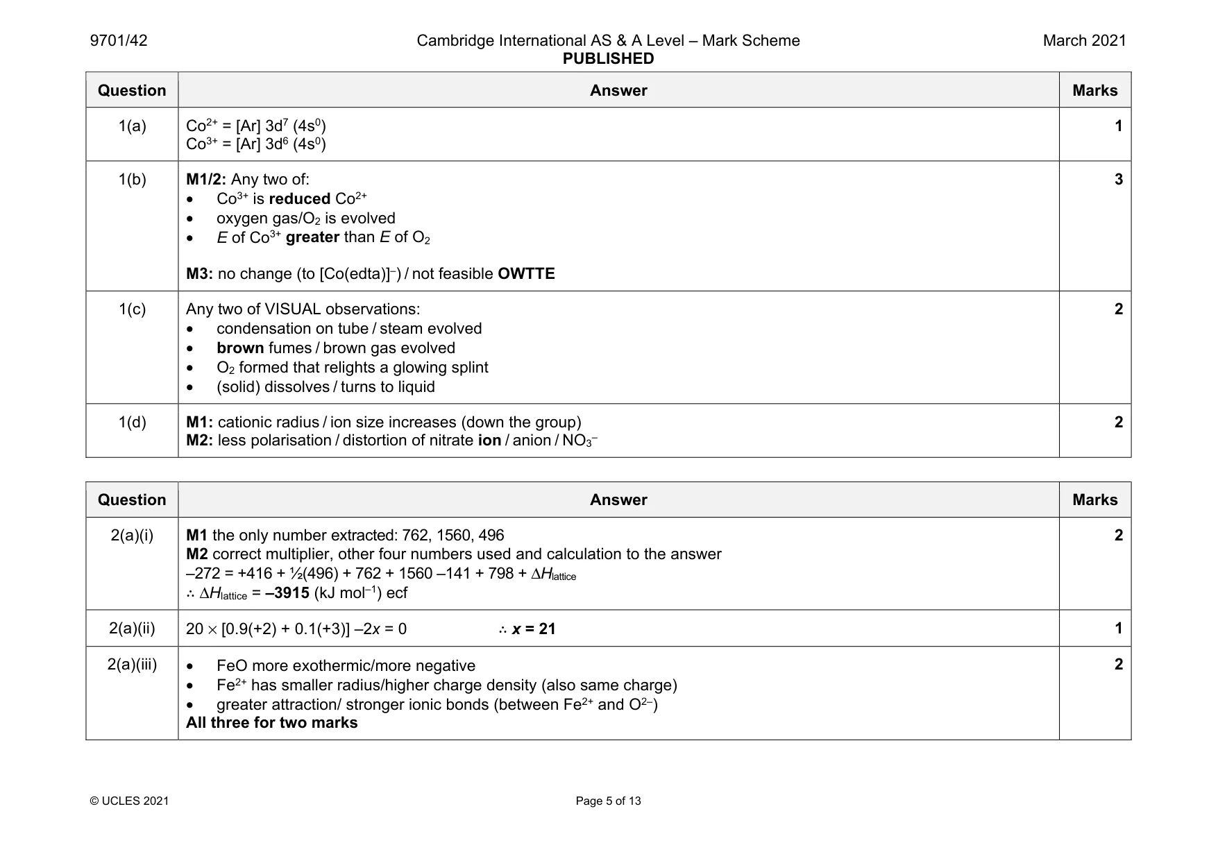 Mark scheme, page 5 of 13