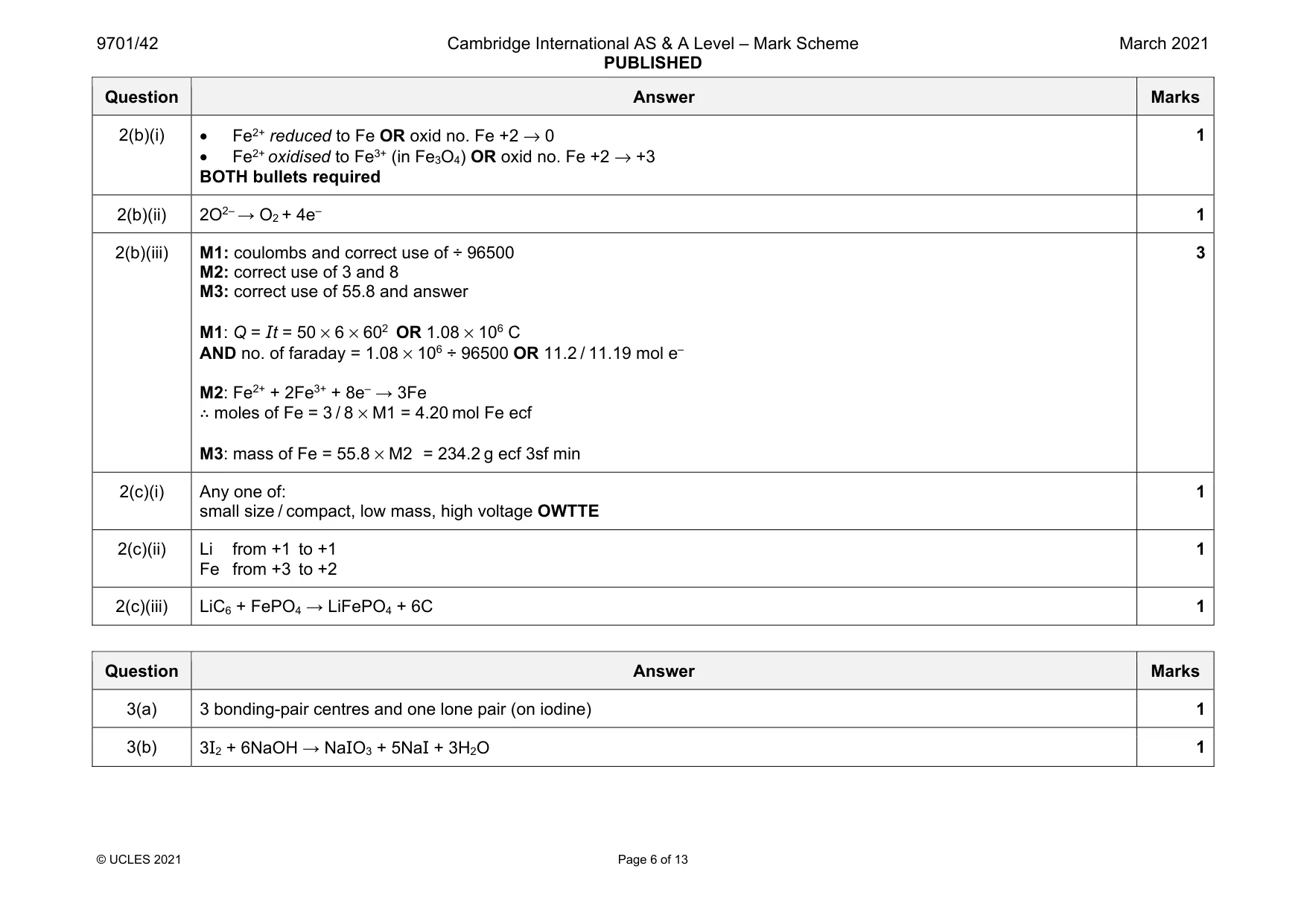 Mark scheme, page 6 of 13