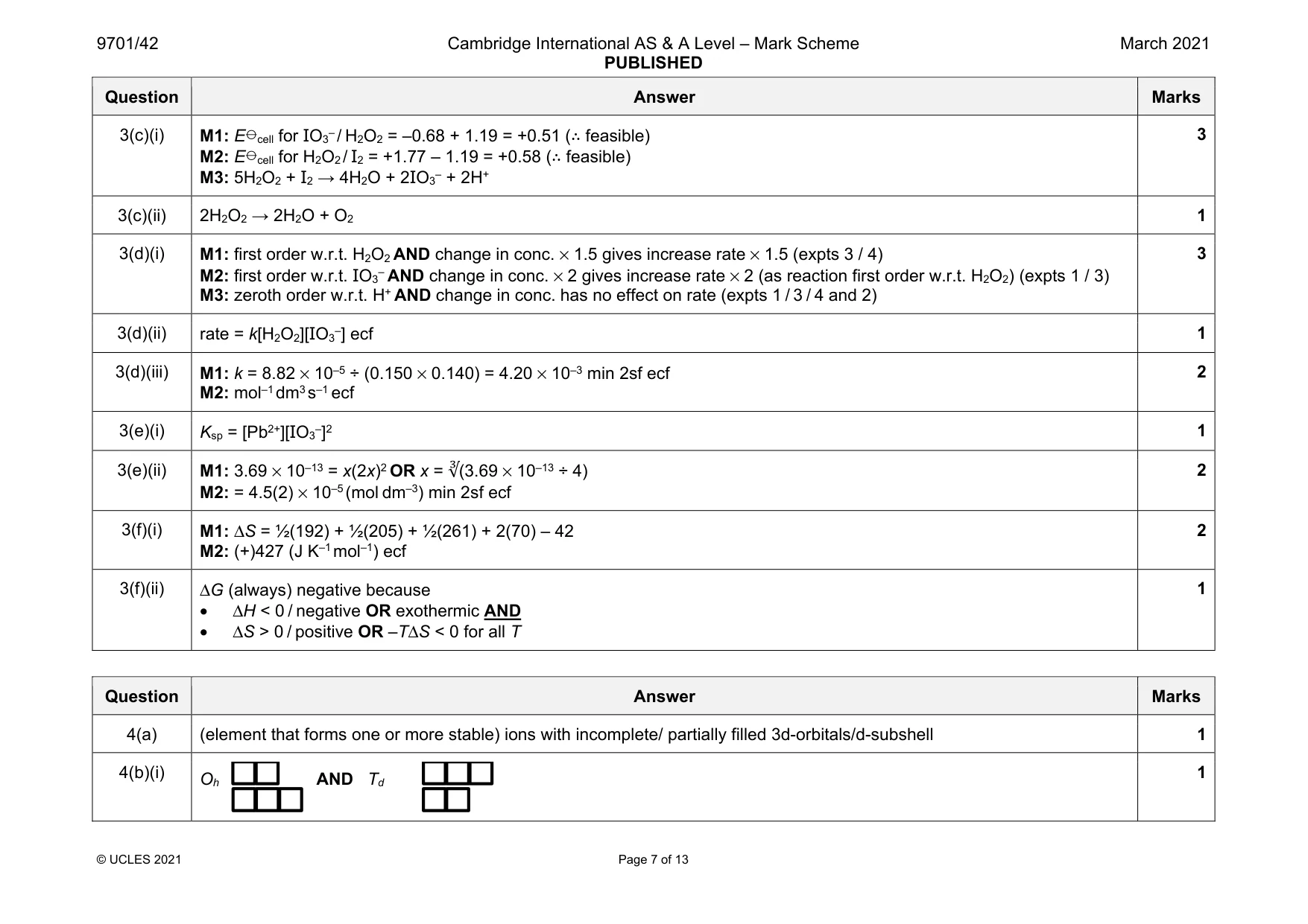 Mark scheme, page 7 of 13