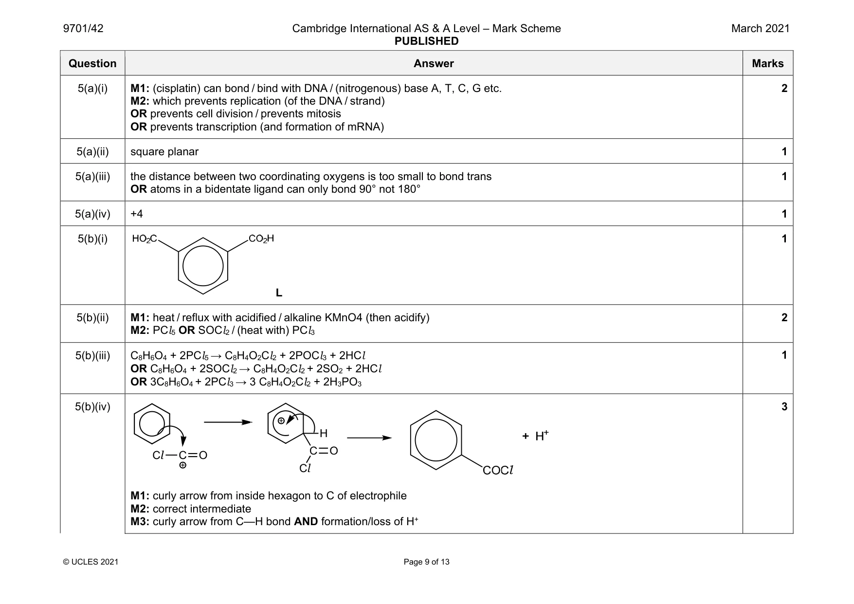Mark scheme, page 9 of 13