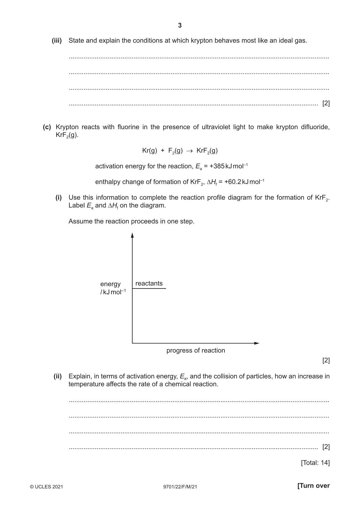 Cambridge A Level Chemistry 9701 2021 Feb/March Paper 2 · Variant 2 question paper, page 3 of 12