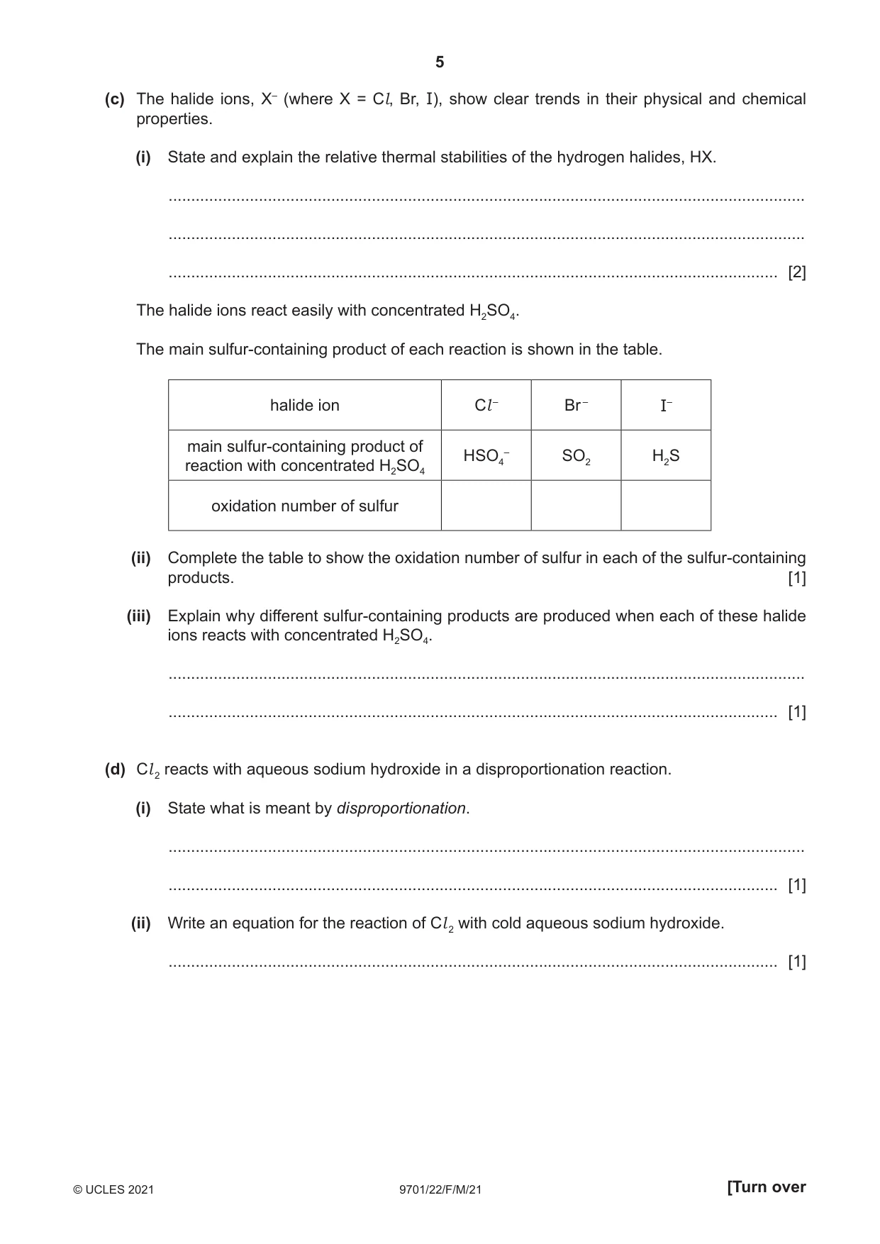 Cambridge A Level Chemistry 9701 2021 Feb/March Paper 2 · Variant 2 question paper, page 5 of 12