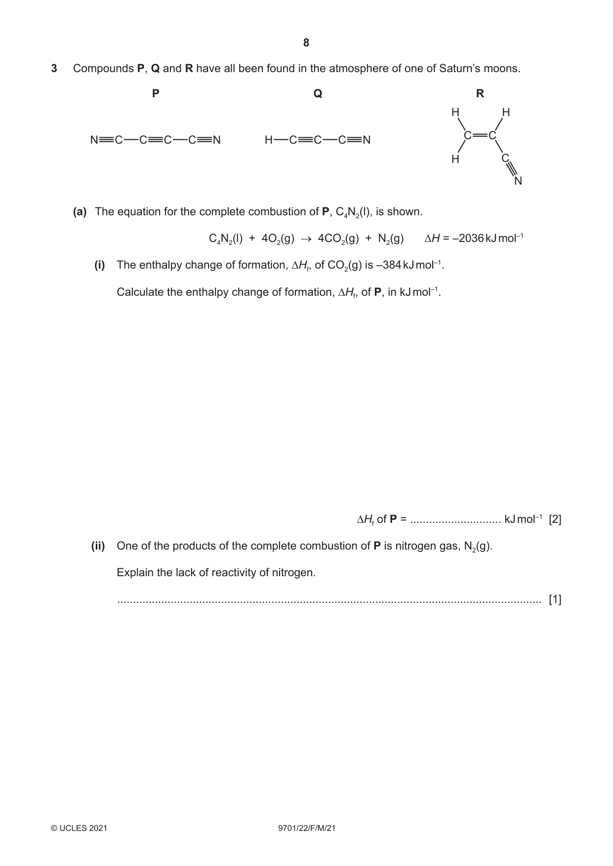 Cambridge A Level Chemistry 9701 2021 Feb/March Paper 2 · Variant 2 question paper, page 8 of 12