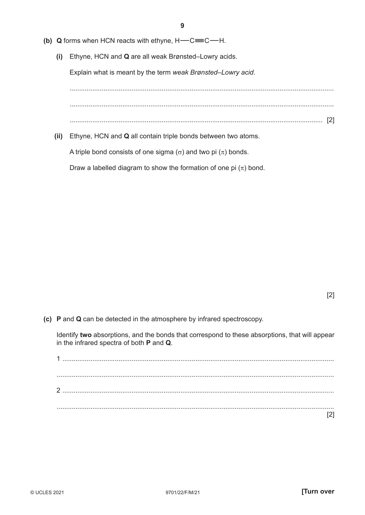 Cambridge A Level Chemistry 9701 2021 Feb/March Paper 2 · Variant 2 question paper, page 9 of 12