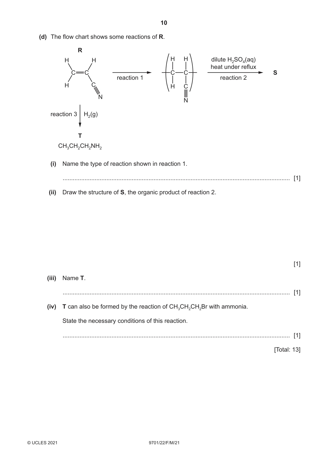 Cambridge A Level Chemistry 9701 2021 Feb/March Paper 2 · Variant 2 question paper, page 10 of 12