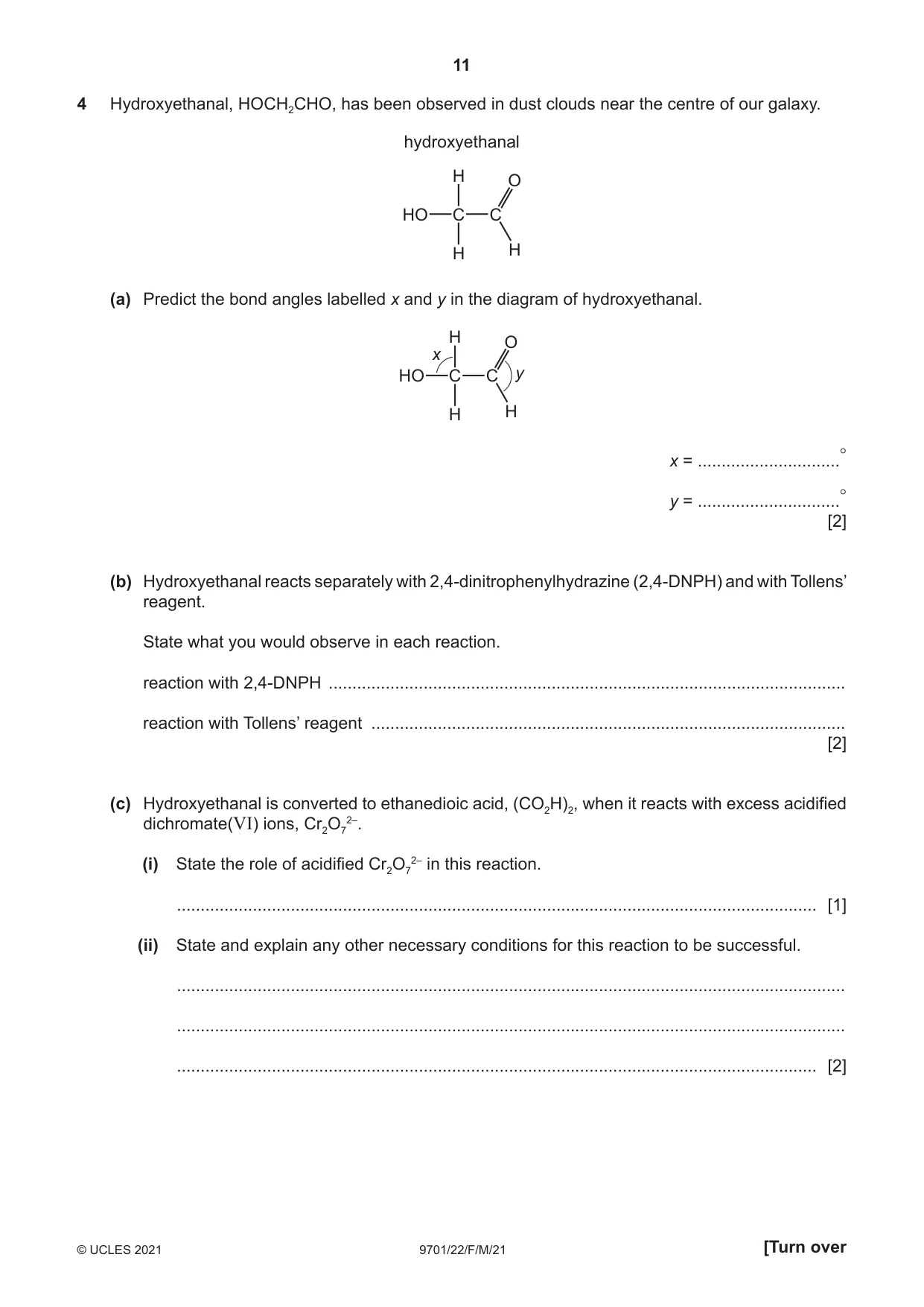 Cambridge A Level Chemistry 9701 2021 Feb/March Paper 2 · Variant 2 question paper, page 11 of 12